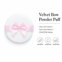 JLY Private Label OEM Poudre Compacte Lavable et Réutilisable en Velours Doux avec Nœud Papillon pour Poudre Libre et Poudre Fixatrice – Idéal Salons de Beauté