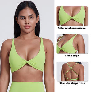 Femmes Slim-Fit Sexy Cross-Back Sports Yoga Soutien-Gorge Halter Gilet Quatre-Way Stretch Séchage Rapide Respirant Sous-Vêtements Fitness Gym Wear - Product Image 3