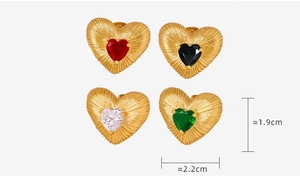 Petite bande de personnalité unique <span class=keywords><strong>dessin</strong></span> texture amour conception mosaïque multicolore sectionnel zircon cuivre boucles d'oreilles - Product Image 2