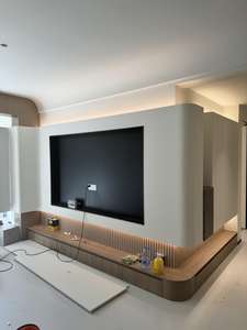 Lemari Dinding Gaya Sederhana Modern untuk TV, Furnitur Ruang Tamu Pabrik yang Dapat Disesuaikan dengan Panel Kayu LED Terintegrasi - Product Image 4