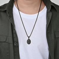 Collier géométrique Saint-Michel en acier inoxydable pour homme, pendentif religieux noir, cadeau, bijoux, chaîne en acier inoxydable 24 pouces