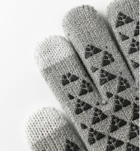 Winter Knitted Thermal Gloves Thick Jacquard Wool Can Be Touched Gloves Cycling Sports Wear-resistant Gloves For Men And Women