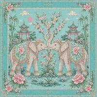 Alas Mahjong Amerika Motif Hutan Tropis Chinoiserie Biru Kobalt, Tepi Jahitan Tebal Anti-selip, Alas Permainan Meja Besar yang Senyap