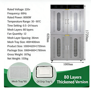 <span class=keywords><strong>D</strong></span>éshydrateur alimentaire commercial grande capacité en acier inoxydable industriel pour le séchage en vrac de fruits, légumes, viandes, herbes, champignons et snacks - Product Image 6