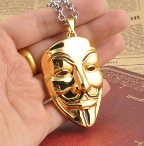 Collar con Colgante de la Máscara de V de Vendetta, Estilo Clásico, de Oro, para Hombre y Mujer, Ideal para Aniversario - Product Image 1