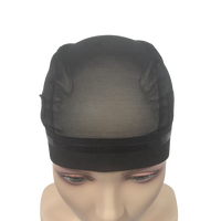 Capuchons de perruque en maille noire personnalisés partie d'oreille coupée ceinture élastique en silicone bonnet de tissage extensible filet à cheveux en maille respirante élastique