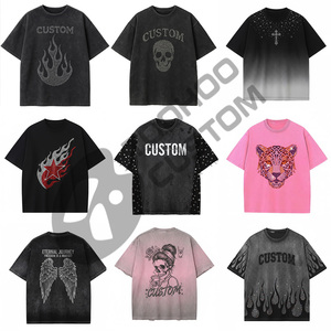 Camiseta de Cuello Redondo para Hombre, Diseño Personalizado con Pedrería, Tejido de 300 g/m², Corte Holgado, Alta Calidad, Brillo de Diamantes - Product Image 2