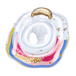 Flotador de natación para bebés Swimbobo, inflable, redondo, con diseño de arcoíris de dibujos animados, con bolsillos, para uso en piscinas y parques acuáticos infantiles. - Product Image 5