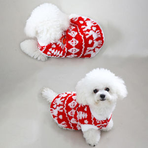 เสื้อฮู้ดสัตว์เลี้ยงคริสต์มาส สีแดง สีเขียว ลายนอร์ดิก ผ้าพลัฌ พร้อมหัวเข็มขัดสำหรับสายจูง สำหรับสุนัขและแมวตัวเล็ก - Product Image 3