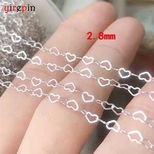 Cadenas de corazón de alta calidad de 2mm y 2,8mm a granel para hacer joyas, pulsera, cadena de plata 925 genuina - Product Image 2