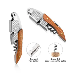 Corkscrew Set Professional Corkscrew Stainless Steel Wine Corkscrew And Black Wood Corkscrew Opener And Wood Handle Wine Bottle Opener