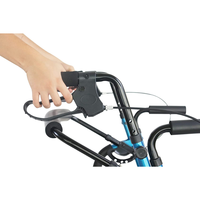 Andador con Ruedas (2 en 1) de Aluminio con Asiento, Marco Resistente, Respaldo Giratorio, Color Azul, Capacidad de 136 KG, Cable con 3 Años de Garantía