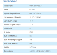 Convertisseur de fréquence AC monophasé Delta VFD015C23A-21 CP2000 750W 380V 18A pour applications de ventilateurs, pompes et CVC