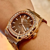 Montre mécanique pour homme Robini en acier inoxydable, design carré lumineux et tendance, grand cadran automatique, résistante à l'eau 5ATM
