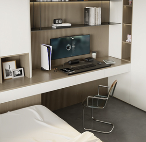 โต๊ะทำงานสั่งทำจากโรงงานพร้อมตู้หนังสือไม้ เฟอร์นิเจอร์จัดเก็บอเนกประสงค์ประหยัดพื้นที่สำหรับห้องนอนและห้องนั่งเล่น - Product Image 1