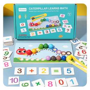Juguete Educativo de Madera con Diseño de Oruga y Cuentas, para la Interacción Padre-Hijo, Mejora el Reconocimiento de Colores y las Operaciones Matemáticas - Product Image 4