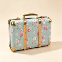 Boîte de rangement vintage à motif floral, boîte cadeau souvenir en papier, petite valise décorative pour la maison