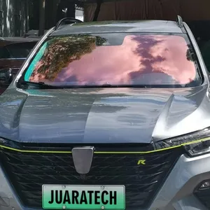 Juaratech película de camaleão para janela, vidro vermelho com tinta