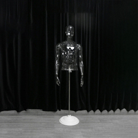 Maniquí Masculino Transparente de Cuerpo Completo, Maniquí de Plástico Transparente para Exhibición de Ropa en 3D, Modelo Humano, Maniquí Masculino Transparente