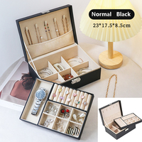 Boîte à bijoux en cuir PU à 2 étages pour femmes, organisateur de bijoux avec serrure, vente en gros