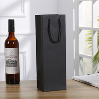 Tas Kertas Kraft Hitam Biodegradable 100% dengan Logo Custom, Kemasan Botol Anggur, Tas Jinjing Segitiga, Tas Hadiah Anggur