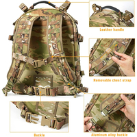 Sac à dos tactique robuste 50L en nylon MOLLE avec cadre externe pour ordinateur portable 15,6 pouces, camouflage CP, étanche, pour randonnée, camping et trekking