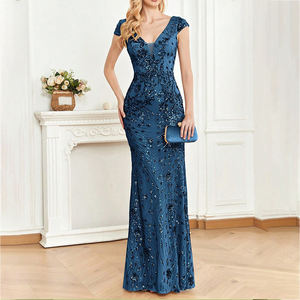 Gaun Pesta Pernikahan Mewah Model V-neck Dalam untuk Wanita, Gaun Malam Formal Panjang Elegan Berpayet Warna Champagne - Product Image 6