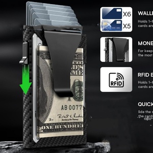 Portefeuille automatique Boshiho en aluminium et cuir véritable avec pochette arrière élastique, porte-cartes de visite, style tendance - Product Image 4