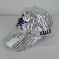Casquette de baseball pour femme 2026 America Simple Fashion Game Day à paillettes, 6 panneaux, à visière, pour l'extérieur, l'été, polyvalente, protection solaire, sport
