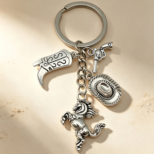 Zinc Alloy Western Cowboy <b>Keyring</b> imitate gold Cowboy Boot Key Chain Custom <b>Engraved</b> Logo Tourist Souvenir - Product Image 5