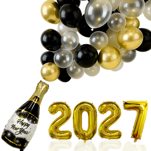Kit di Palloncini per Decorazioni Festa Capodanno 2027, Oro Nero Rosa Champagne, Stelle in Foil, Palloncini Digitali in Lattice, Accessori per la Vigilia di Capodanno - Product Image 2