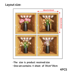 4 pezzi personalizzato decorazione per la casa vaso artistico pianta in vaso PVC <span class=keywords><strong>adesivi</strong></span> <span class=keywords><strong>murali</strong></span> per soggiorno camera da letto stile moderno sfondo dipinto - Product Image 4