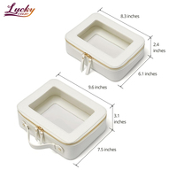 Organisateur de sac de brosse de maquillage en PU blanc grand étui à cosmétiques de toilette de voyage Portable sac de maquillage transparent en PVC personnalisé