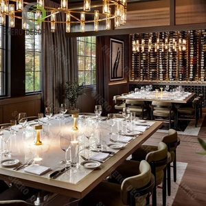 Set di Arredamento <span class=keywords><strong>per</strong></span> Ristorante Moderno e Lussuoso, Sedia e Tavolo in Pelle a Doppio Lato, Divano e Panca <span class=keywords><strong>per</strong></span> Bar e Ristorante - Product Image 1
