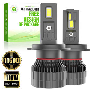 A13 110W 11600LM Super lumineux Phares <span class=keywords><strong>LED</strong></span> de voiture H7 Double tube en cuivre Refroidissement 6500K Blanc Faisceau haut et bas Conversion Auto Voiture - Product Image 1