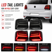 Pour VW Polo 2011-2018 : Ensemble de feux arrière, amélioration LED avec clignotants séquentiels, feux de freinage, feux de recul, feux de jour DRL, Plug-and-Play