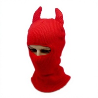 Cagoule de ski en acrylique tricotée au crochet, motif à carreaux, amusante et personnalisée, avec cornes et oreilles, unisexe pour adultes, pour fêtes et usage quotidien