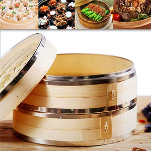 Panier vapeur en bambou de haute qualité BAMBUS, 1 niveau, pour dim sum, avec couvercle, pour la cuisine, compatible avec les cuisinières à gaz et à induction - Product Image 6