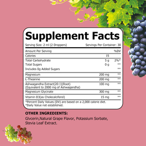 Private Label Magnesium Oral Liquid Drops Supplements with L-Theanine Ashwagandha Better Cognitive Function Dietary Supplements - Product Image 4