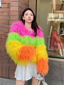 Veste en fausse fourrure de <span class=keywords><strong>mouton</strong></span> du Tibet pour l'hiver, <span class=keywords><strong>manteau</strong></span> en fausse fourrure de Mongolie pour femmes, vente en gros - Product Image 4