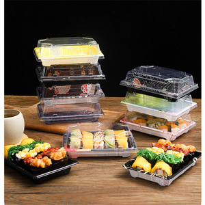HYX-81200 <span class=keywords><strong>Bingo</strong></span> Échantillons gratuits Vente chaude Boîte à emporter pour sushis et pizzas Emballage en plastique PET carré jetable - Product Image 3