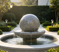 Fontaine d'eau sphérique en granit naturel pour jardin extérieur, fontaine à boule de pierre rotative