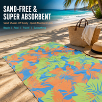 Serviette de plage tropicale personnalisée à séchage rapide, sans sable, en microfibre recyclée, avec sac