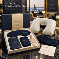 Kit de voyage VIP personnalisé pour avion : Masque pour les yeux, oreiller de voyage, chaussettes, porte-passeport, pochette, fournisseur de cadeaux OEM ODM
