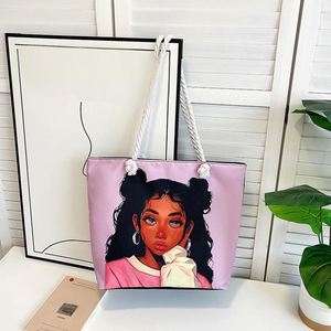 Sac à bandoulière en toile imprimé grande capacité pour femme I-0378 avec fermeture éclair, sac à main transfrontalier et sac fourre-tout de shopping - Product Image 4