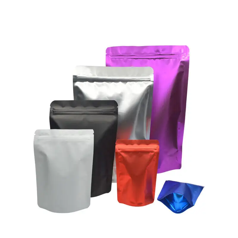 Sacchetto Stand up a prova di odore riciclato personalizzato imballaggio in plastica per uso alimentare sacchetto con cerniera in foglio di alluminio con chiusura a Zip richiudibile