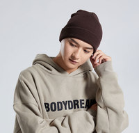 Bonnet en tricot uni multicolore à revers en acrylique pour l'hiver, logo personnalisé, vente en gros, 24 couleurs