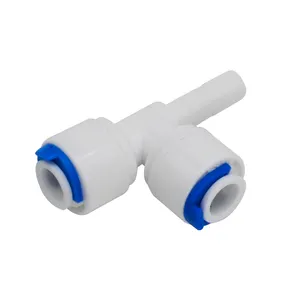 White Plastic Plug PE Quick Connect 1/4 3/8 Side Bolt Tee Tube O.D Quick Fitting Push Lock for RO Water System Connectors