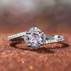 Anello di Diamanti F758 con Taglio Brillante Rotondo, Diamante Naturale, Classico Anello di Fidanzamento, Gioielli da Donna - Product Image 1