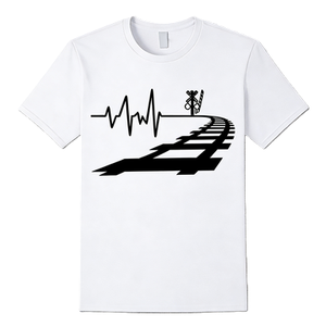 Camiseta con gráfico de latido de corazón de tren, regalo para amantes de las vías férreas y locomotoras, camiseta de algodón de manga corta oversize, estilo streetwear, top informal - Product Image 1